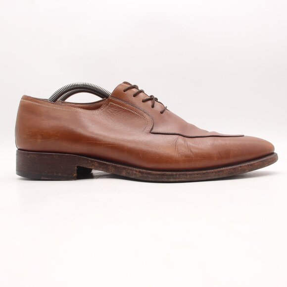 A. testoni Brown Leather Men's Size 10 M Apron Toe Lace Up Dress Shoes ITALY - Picture 1 of 13